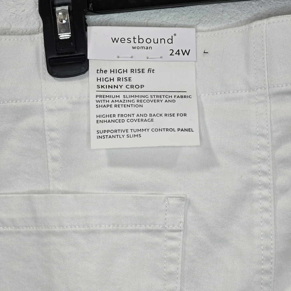 Westbound Womens  High Rise Skinni White Summer Cropped Pants  Size 24W - Picture 13 of 16